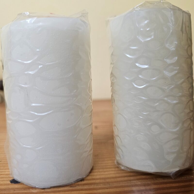 Candles: 2" (width) x 3" (height) white