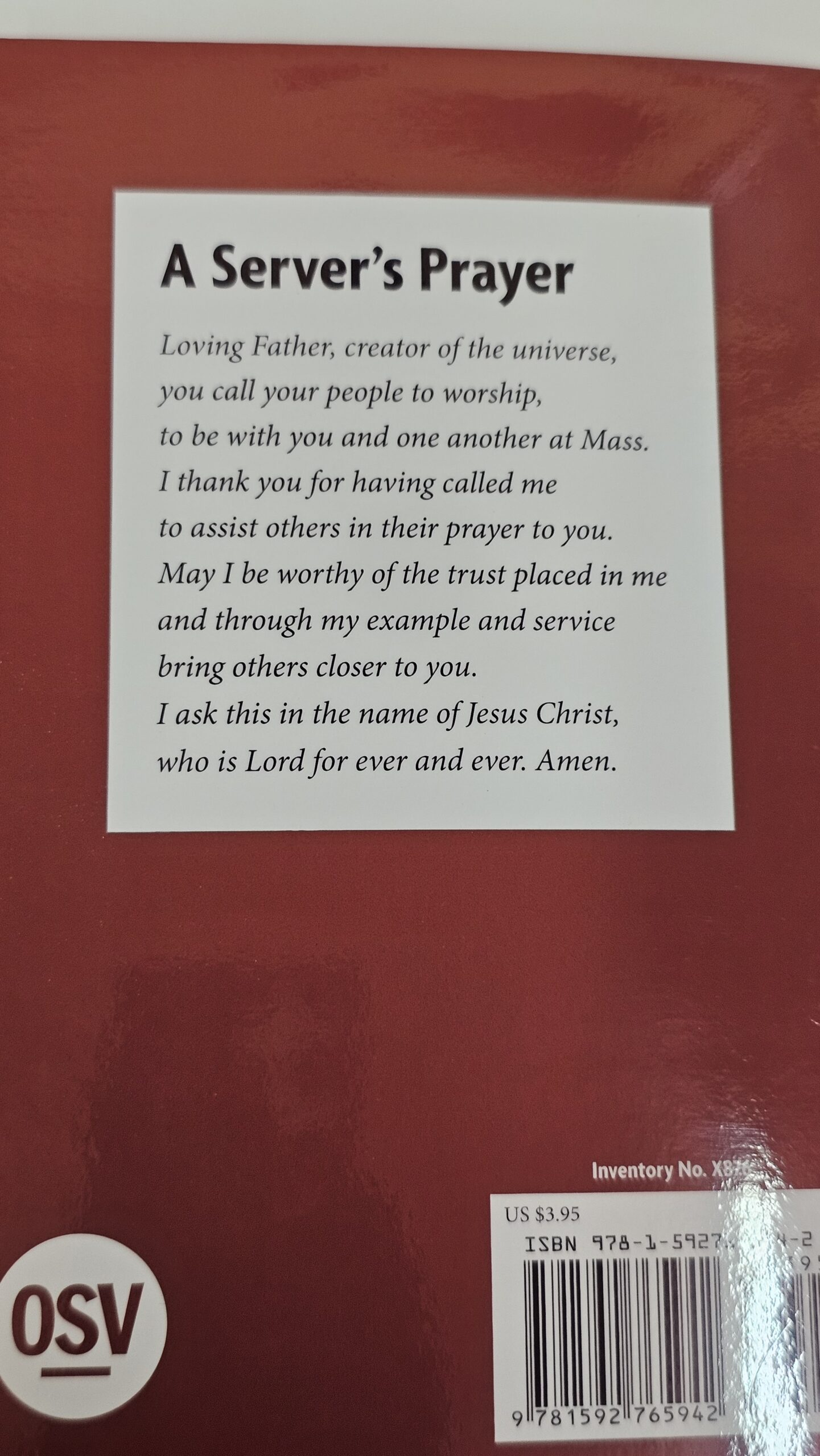Call to Serve: A Guidebook for Altar Servers, liturgical guidebook — back cover