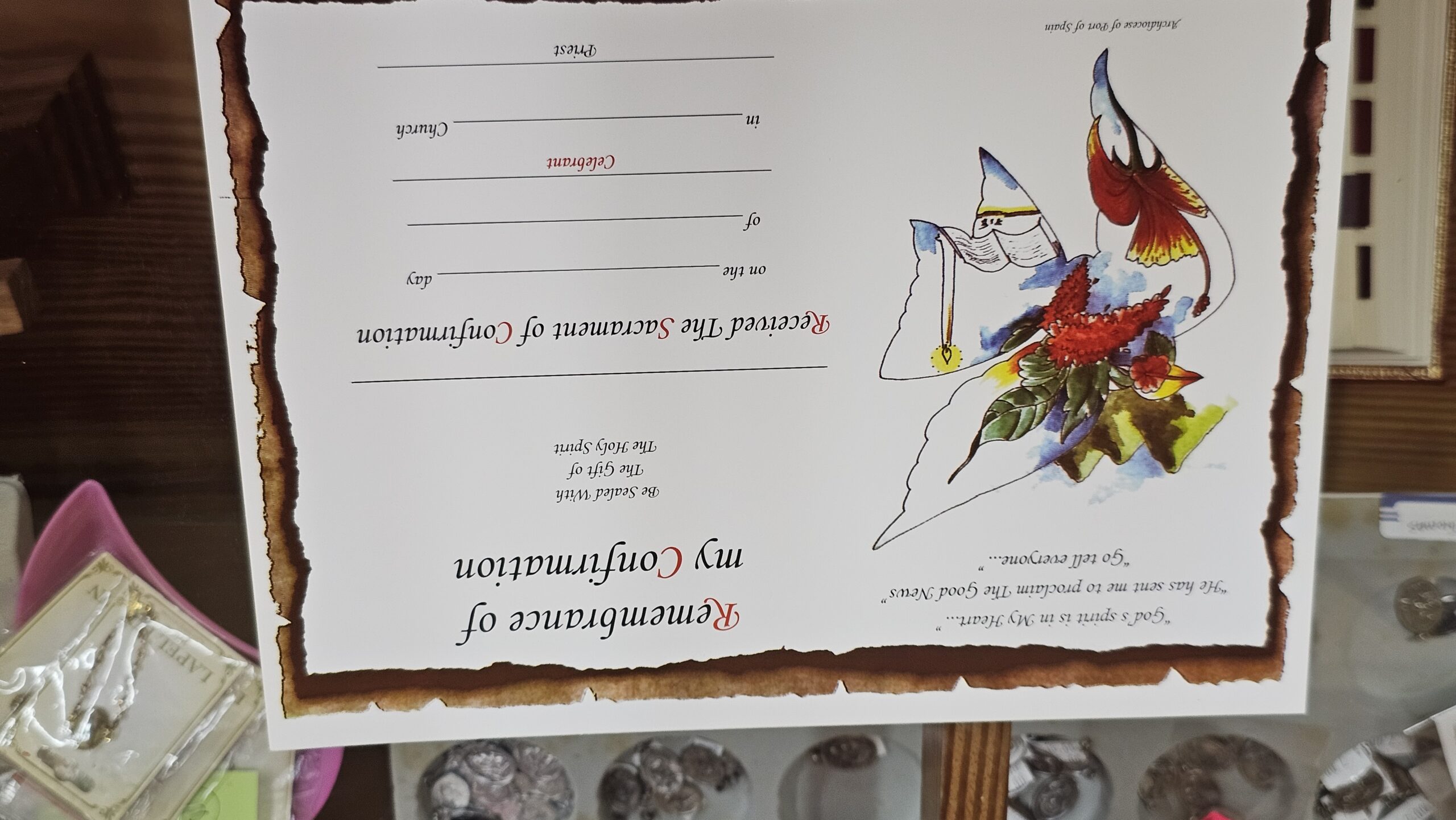 Remembrance of My Confirmation Certificate