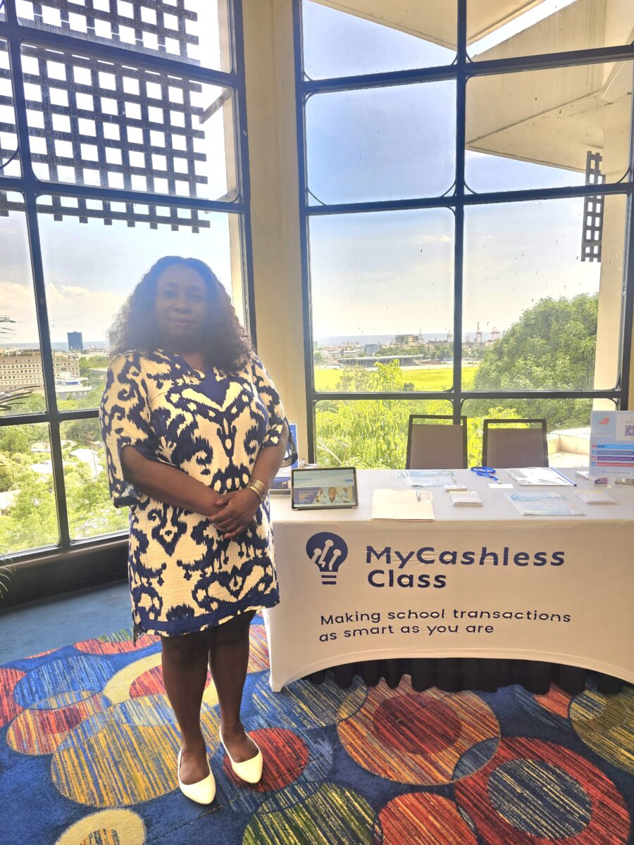 MyCashlessClass Founder Dawn Nelson at the MCC booth, CLICO Credit Union Youthpreneurship Conference 2025