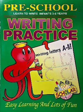PRE-SCHOOL WRITING PRACTICE A-M, Preschool Activity Book Learning to write letters A-M of the alphabet age group 3-5 years, available at NSL Online Bookstore - Caribbean early-childhood educational books