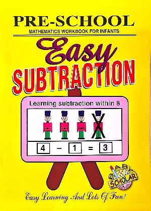 PRE-SCHOOL EASY SUBTRACTION, Preschool Activity Book Learning subtract numbers age group 3-5 years, available at NSL Online Bookstore - Caribbean early-childhood educational books