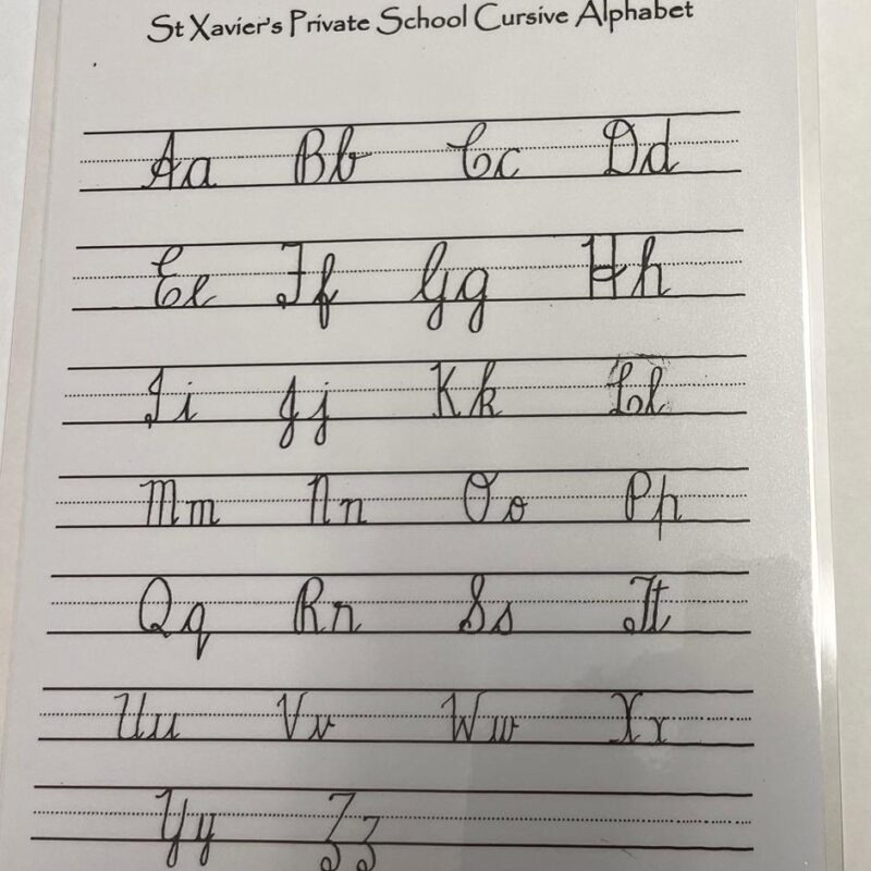 School Cursive Alphabet Worksheet