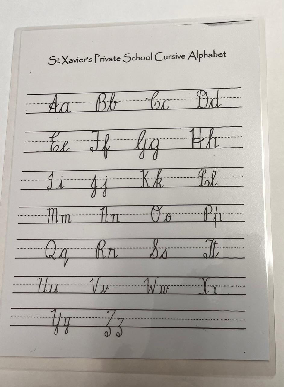 School Cursive Alphabet Worksheet
