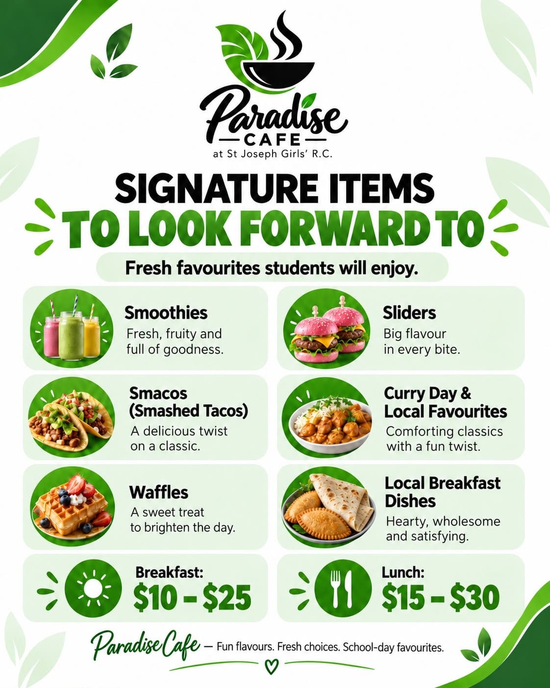 Paradise Cafe Signature Items